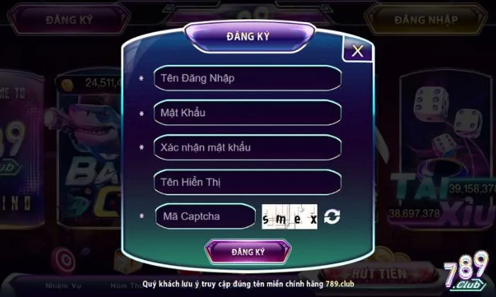 Đăng ký tham gia chơi game bài 789Club